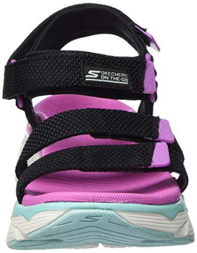 Skechers MAX Cushioning, Sandalias de Talón Abierto Mujer, Negro (Black/Multi Textile Bkmt), 37 EU