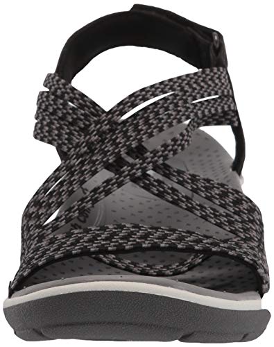 Skechers Reggae Cup-Oh, Snap, Sandalias de Punta Descubierta Mujer, Negro (BLK Black & Grey Gore), 38 EU