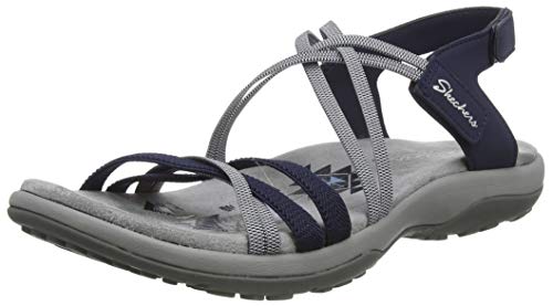 Skechers Reggae Slim Takes Two, Sandalias Planas Mujer, Azul Marino, 38 EU