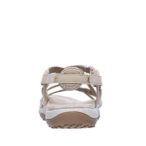 Skechers Reggae Slim-Vacay, Sandalias de Talón Abierto Mujer, Beige (Taupe), 38 EU