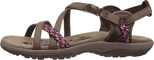 Skechers Reggae Slim-Vacay, Sandalias de Talón Abierto Mujer, Negro (Choc Black Duraleather/Webbing), 39 EU