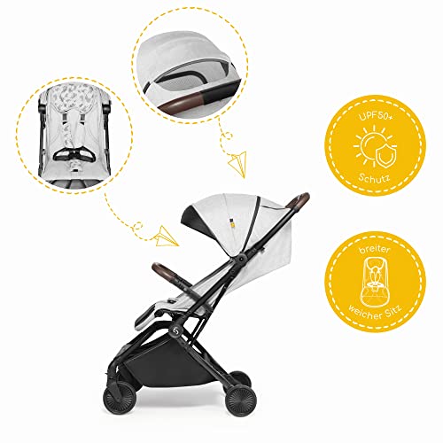 skiddoü silla de paseo para niño plegable Espoo silla de paseo plegable ligera y plegable con una sola mano estructura de aluminio, silla de viaje pequeña, tamaño pequeño, compacta, Gris claro