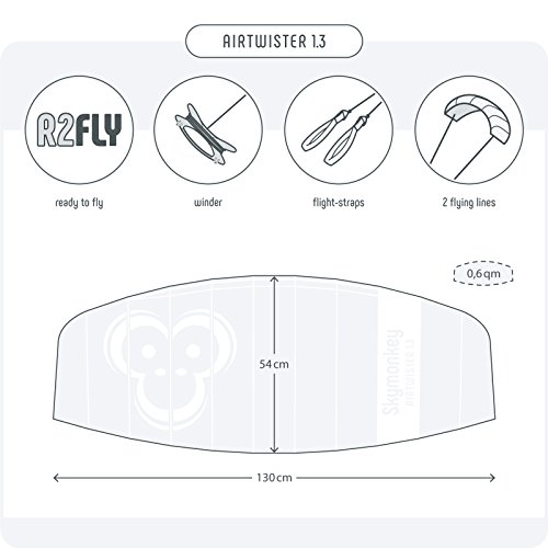 Skymonkey Airtwister 1.3 Cometa acrobática con lazos de vuelo "Ready 2 Fly"- 130 cm [verde-amarillo]