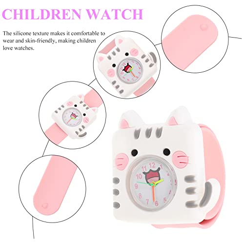 Slap en Wats Watch Silicone: Banda de Muñeca de Moda de Diseño de Dibujos Animados para Niños Niño Niño Lady Mujeres Hombres Unisex Snap Kids Relojes Rosa