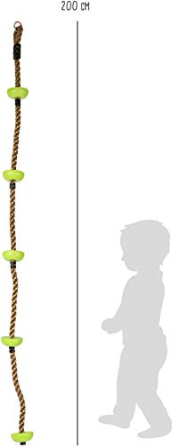 Small Foot 10877 Cuerda de Escalada para Parque Infantil, Material Resistente a la Intemperie, con Gancho de Seguridad y peldaños a Partir de 3 años