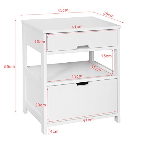 SoBuy FRG258-WX2 Set de 2 Mesas auxiliares con 2 cajones, Consola,mesita de Noche para salón Comedor, teléfono o lampara (2)