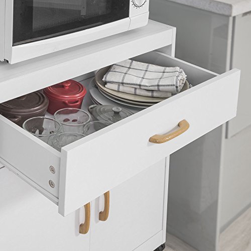 SoBuy FSB12-W,Aparador Auxiliar bajo de Cocina con 2 Puertas y 1 cajón, para microondas,L62 cm x P40 cm x H119 cm,ES