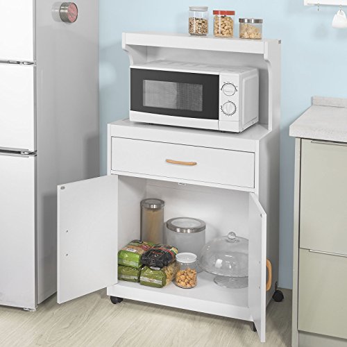 SoBuy FSB12-W,Aparador Auxiliar bajo de Cocina con 2 Puertas y 1 cajón, para microondas,L62 cm x P40 cm x H119 cm,ES