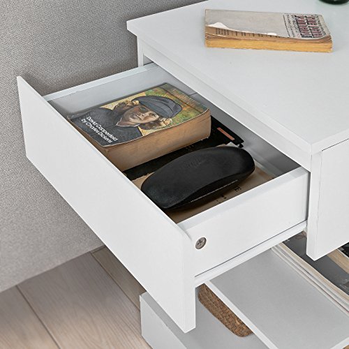 SoBuy® Mesita de Noche con 1 cajón y 2 estantes, Consola, Mesa Auxiliar para salón Comedor,FBT49-W,ES (Blanco)