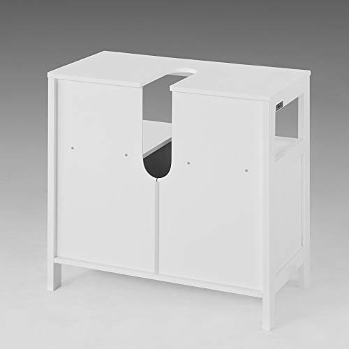 SoBuy Mueble para Debajo del Lavabo,Armario de Baño de Suelo,1 Estante y 2 Puertas Correderas,H60cm,FRG128-W,ES