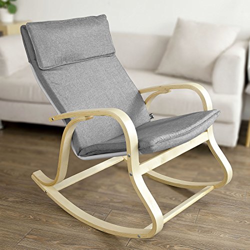 SoBuy Silla de Relada Mecedora Sillón de Relada Gris Claro FST15-DG, ES (Mecedora)