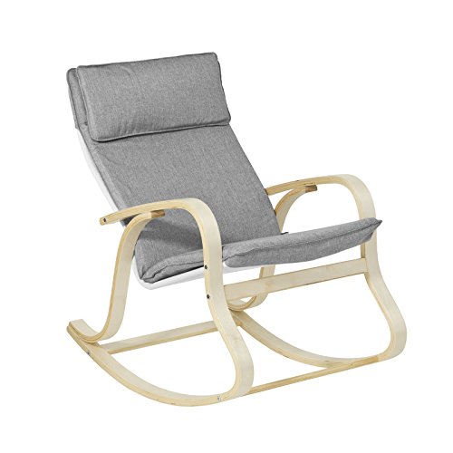 SoBuy Silla de Relada Mecedora Sillón de Relada Gris Claro FST15-DG, ES (Mecedora)