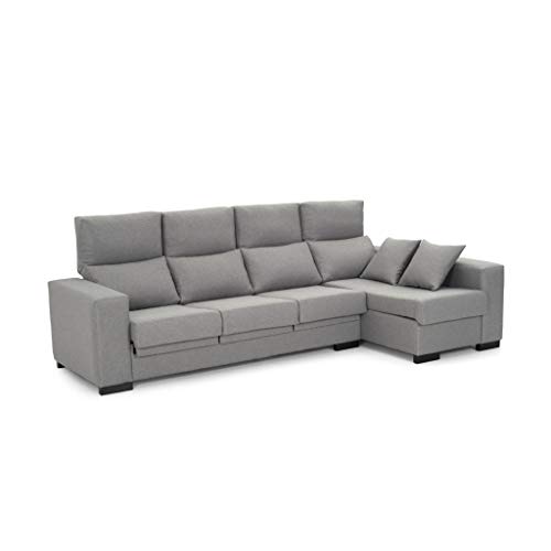 Sofá Chaise Longue 4 Plazas Gris Perla LYTIR Derecha Tanuk 273x145 con Respaldo Reclinable Asientos Extensibles Sistema de Limpieza ACUALINE Desenfundable (Envío y Subida a Domicilio Incluidos)