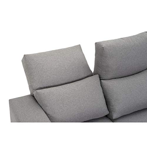 Sofá Chaise Longue 4 Plazas Gris Perla LYTIR Derecha Tanuk 273x145 con Respaldo Reclinable Asientos Extensibles Sistema de Limpieza ACUALINE Desenfundable (Envío y Subida a Domicilio Incluidos)