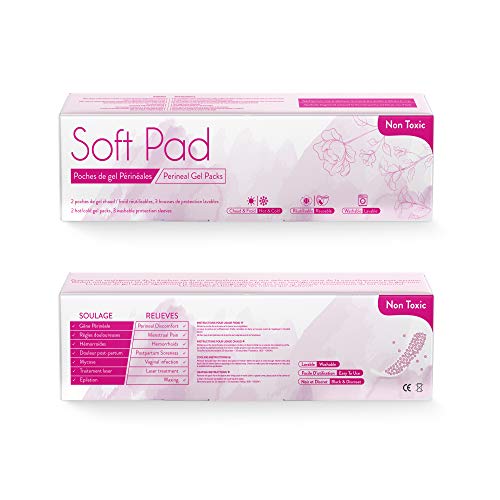 Soft Pad – 2 Bolsas de Gel Perineal Frío-Calor - Adecuades para Embarazo, Posparto, Hemorroides, Dolor Menstrual y Perineal, Baños Derivados, Incluye 3 Fundas Lavables