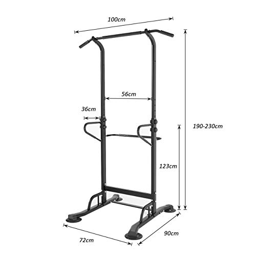 sogesfurniture Power Tower Estación de Fondos, Barra de dominadas de Altura Ajustable, Estación Multifuncional para el Entrenamiento de la Fuerza de la Gimnasia Casera, SF-PSBB-002