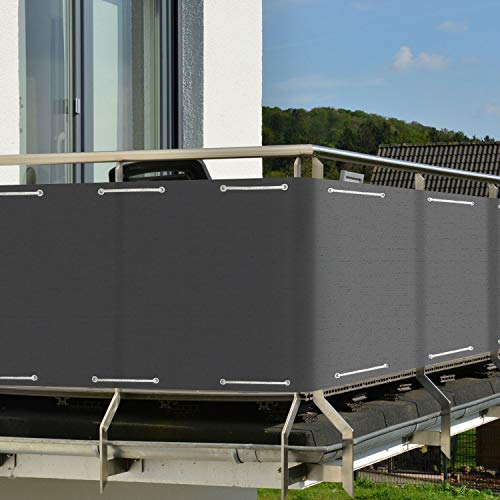 Sol Royal Malla ocultacion Mallas Protección Visual Balcon SolVision HB2 HDPE Pantalla Opaca 300x90 cm Antracita balcón privacidad con Ojales Cuerdas