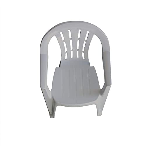 Solycarpa Pack 4 Silla de Plástico Apilable Blanca con Reposabrazos para Jardín, Terraza y Playa. Silla Ergonómica de PVC, Cómoda, Resistente, Fácil de Transportar y Apilar para Catering.