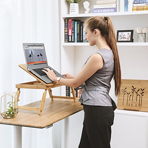 SONGMICS Laptop Mesa portátil Mesa Cama Mesa lapdesks para portátil Pulgadas Altura Regulable Plegable 55 x 35 x 29 cm LLD002