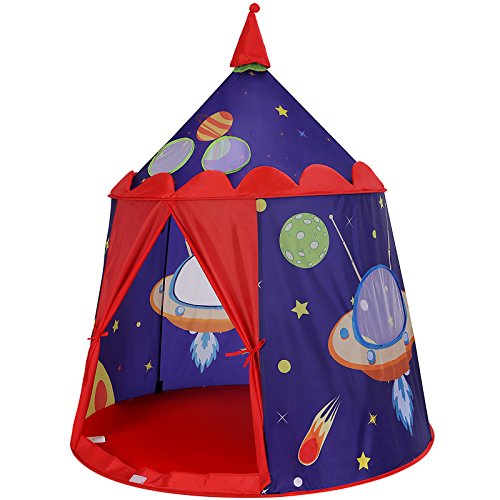 SONGMICS Tienda de Campaña Infantil, Carpa Infantil Plegable, Casa de Juegos para Interiores y Exteriores, Pop-up Portátil, Tienda con Bolsa de Transporte, Regalo para Niños, Azul , Navidad, LPT01BU