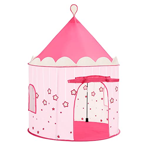 SONGMICS Tienda de campaña Infantil, Carpa Plegable para niños, Casa de Juegos para Interiores y Exteriores, Pop-up portátil Tienda con Bolsa de Transporte, con Estrellas, Rosado, , Navidad, LPT01PK