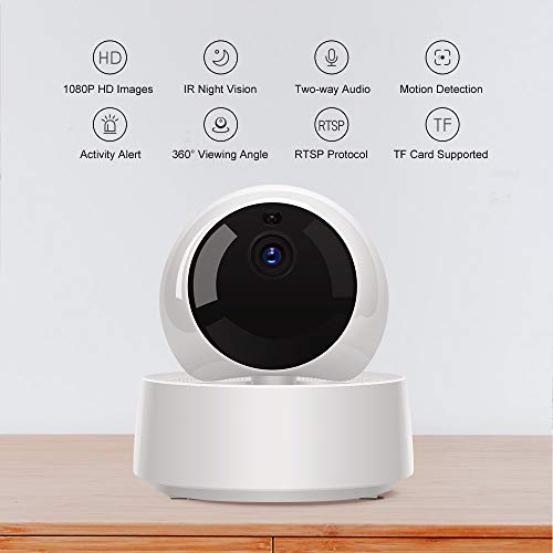 SONOFF Cámara 360°1080p- Camaras Vigilancia WiFi Interior, Camara IP Domicilio WiFi,Resolución 1080p,Vista a 360°,GK-200MP2-B Acepta Tarjeta de Max128G TF(Blanco)