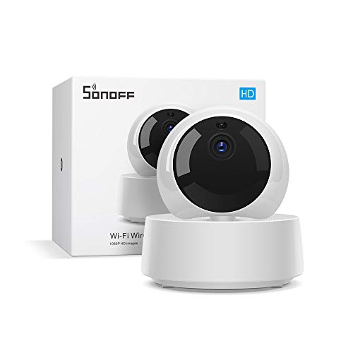 SONOFF Cámara 360°1080p- Camaras Vigilancia WiFi Interior, Camara IP Domicilio WiFi,Resolución 1080p,Vista a 360°,GK-200MP2-B Acepta Tarjeta de Max128G TF(Blanco)