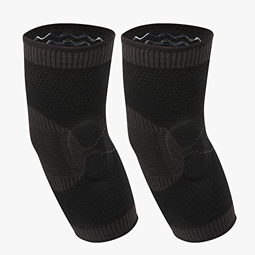 Soporte de codo de compresión con almohadillas de gel de rótula manga de brazo para tendinitis, artritis, mejor para tenis, codo, golfistas, codo, levantamiento de pesas (negro, M)