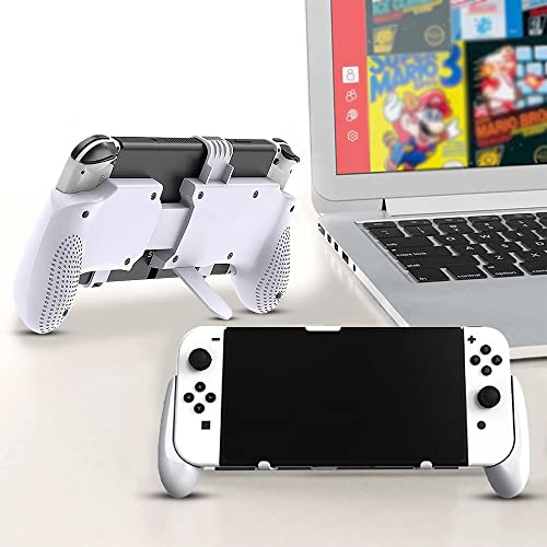 Soporte de mano para interruptor OLED, cómodo y ergonómico, mango ajustable, compatible con Switch OLED/Switch Lite, accesorio de agarre con tapas para el pulgar