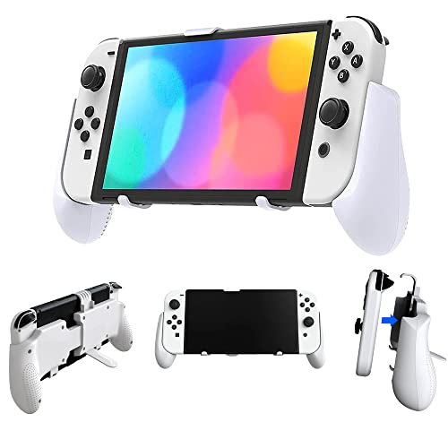 Soporte de mano para interruptor OLED, cómodo y ergonómico, mango ajustable, compatible con Switch OLED/Switch Lite, accesorio de agarre con tapas para el pulgar