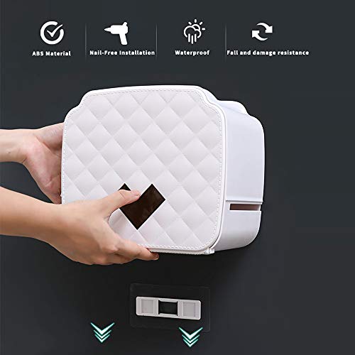 Soporte De Papel Higiénico,Soporte De Papel Higiénico Adhesivo Para Baño,Material ABS, Soporte De Papel Higiénico Montado En La Pared Con Soporte De Almacenamiento Para Teléfono Móvil (Blanco)