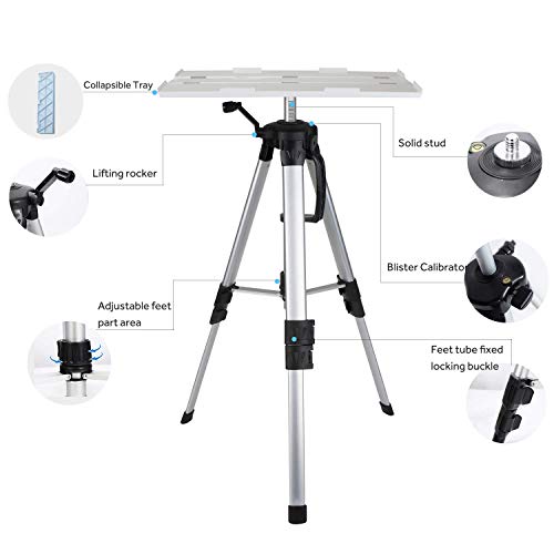 Soporte Proyector, Vamvo Soporte para Proyector Trípode, Soporte para Proyector Ajustable Portátil, Soporte para Proyector de Piso Altura Ajustable de 42 cm a 115 cm con Placa Plegable