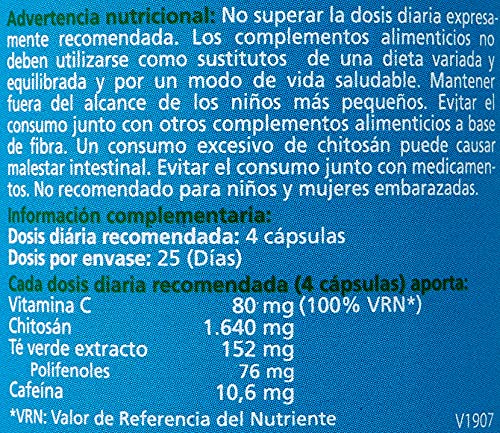 SOTYA - SOTYA Chitosán + Té verde + Vitamina C 100 cápsulas 600mg