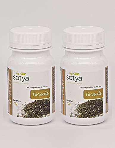 Sotya Té Verde 200 comprimidos (dos botes de 100 C/U) 500 Mg,  potente antioxidante, poder depurativo y desintoxicante, bueno para tu corazón, ayuda al control del peso, fortalece los huesos.