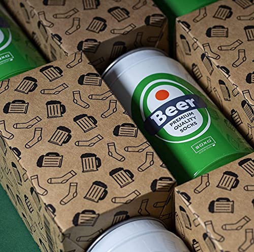 soxo Calcetines Altos Divertidos de Cerveza en Lata para Hombre 40-45EU, Lager