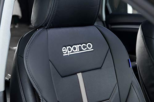 Sparco 1 Respaldo Universal de Asiento para Coche Modelo Ferrara, Negro/Gris