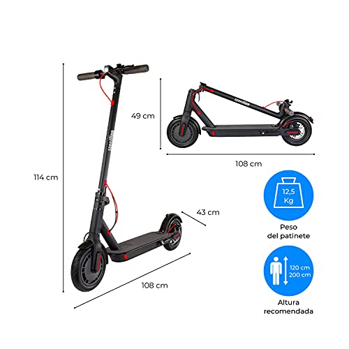 SPEED LION Patinete Eléctrico Plegable Negro Brooklyn Patinete Eléctrico Scooter Motor 250W Ruedas 8,5 | Patinete para Adultos | hasta 25 Km/h y 15 Km Autonomía | Sincronización vía App