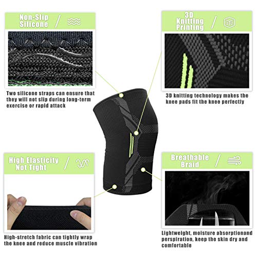 Sportout Pack de 2 rodilleras elásticas y transpirables, compresión antideslizante, perfectas para correr, hacer sentadillas, deporte, hombre y mujer