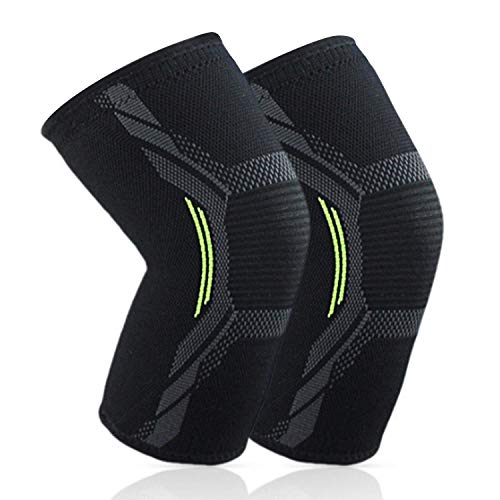 Sportout Pack de 2 rodilleras elásticas y transpirables, compresión antideslizante, perfectas para correr, hacer sentadillas, deporte, hombre y mujer