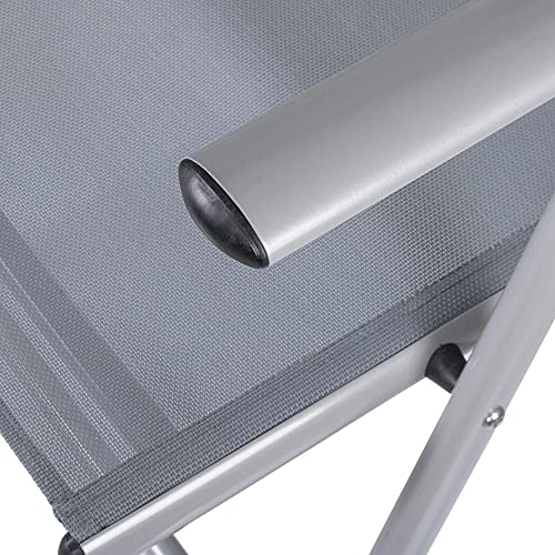 SPRINGOS Silla plegable de jardín de aluminio para balcón, patio, con reposabrazos, textileno (gris)