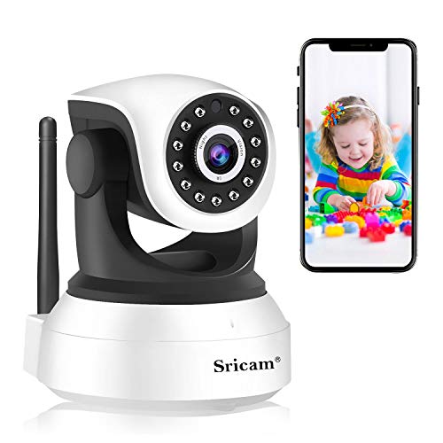 Sricam SP017 Cámara de Vigilancia WiFi, IP 1080P Bebe Interior HD, Videocamara con Visión Nocturna, Audio Bidireccional, Detección de Movimiento, Compatible con iOS Android Windows PC, Blanco