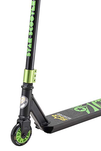 STAR SCOOTER Patinete Patineta Scooter Freestyle Stuntscooter para niños y niñas a Partir de 7 años y Adultos | 100 mm Edición Entrada | Negro Verde