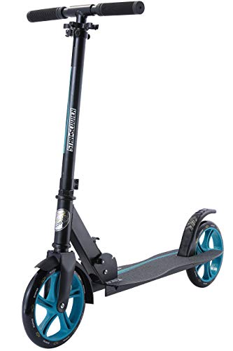 STAR SCOOTER Patinete Patineta Scooter Plegable para niños y niñas a Partir de 7 años y Adultos, 205mm Kickscooter Manillar Ajustable, Negro