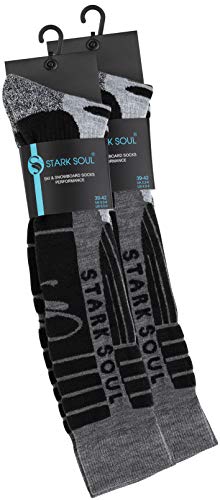 STARK SOUL - Calcetines de esquí con acolchado especial, 2 pares, Otoño-Invierno, Hombre, color gris-negro, tamaño 43/46