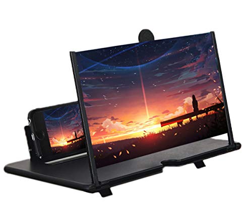 STEBRUAM 12" Lupa de Pantalla 3D HD teléfono Inteligente Lupa Pantalla de proyector para películas,Videos y Juegos Soporte de teléfono Plegable con Amplificador de Pantalla