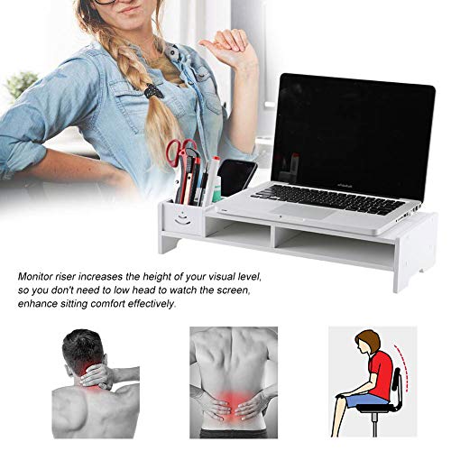 stronerliou Monitor de computadora Riser Laptop PC Stand Home Office Escritorio Mesa Organizador de Almacenamiento Estante