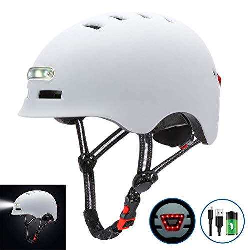 StyleBest Luz LED Casco de Ciclismo Casco de Bicicleta Monopatín eléctrico Rueda de monopatín Casco de luz para Hombres y Mujeres