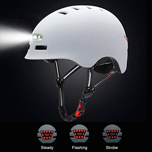 StyleBest Luz LED Casco de Ciclismo Casco de Bicicleta Monopatín eléctrico Rueda de monopatín Casco de luz para Hombres y Mujeres