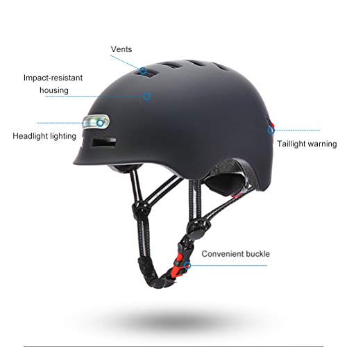 StyleBest Luz LED Casco de Ciclismo Casco de Bicicleta Monopatín eléctrico Rueda de monopatín Casco de luz para Hombres y Mujeres