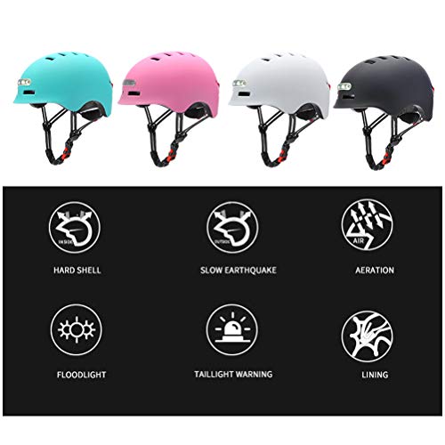 StyleBest Luz LED Casco de Ciclismo Casco de Bicicleta Monopatín eléctrico Rueda de monopatín Casco de luz para Hombres y Mujeres